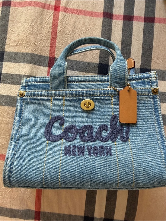 Coach Handbags - Coach Denim Mini Tote in Light Blue with Tan Tag